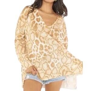 NWT! Show Me Your Mumu Cliffside Sweater Tan Leopard Print Chenille XS